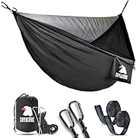 Hängematte,2 Personen Hängematte Outdoor mit Moskitonetz Ultra - Licht Atmungsaktiv, Schnell Trocknende Fallschirm Nylon Camping Hängematte für Trekking, Reise, Strand, Garten - 350 KG Kapazität