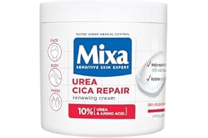Mixa Body Cream, Urea Cica Repair Renewing Cream, Body Moisturiser for Dry, Rough, Bumpy Skin, with 10% Urea and Niacinamide,
