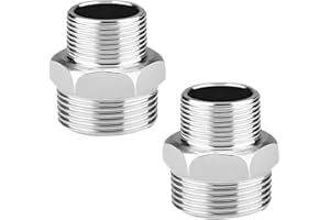 QZKJQDD 2 Stück Edelstahl Doppelnippel 3/4 Zoll AG x 1/2 Zoll AG, Reduzierstück 3/4 auf 1/2 Außengewinde, Adapter 3/4 auf 1/2 Zoll, Geeignet für Industrie, Rohre, Wasser Usw