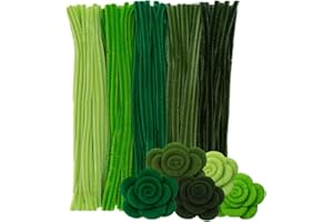 Ideen mit Herz 100 alambres de chenilla, limpiador de pipas para manualidades, limpiador de pipas de colores en 5 colores diferentes, 30 cm de largo, 6 mm de diámetro (tonos verdes)