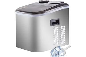 BuoQua 18kg Eiswürfelmaschine mit Eiswürfel Eiswürfelbereiter Weiß Kommerzielle Eismaschine Ice Maker 220V