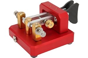 VIKYE CW Clé Morse Automatique, clé de Code Morse Radio à Ondes Courtes clé de Télégraphe Morse clé de Code Morse Lambic à Double Palette, clé de Télégraphe CW Morse Portable pour Le (Vin Rouge)