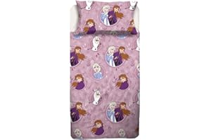 HERMET Disney Frozen - Juego de sábanas para Cama Individual de una Plaza de Franela de algodón Puro, sábana encimera + Bajera con Esquinas + Funda de Almohada