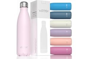 WATERSY Botella Térmica Acero Inoxidable 500ml, Sin BPA, A Prueba de Fugas y Apta Lavavajillas, 12h Caliente/24h Frío, Cantimplora Botella agua para Gimnasio, Viajes y Deporte (Rosa)