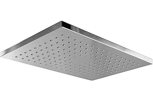 PaulGurkes Regenbrause Duschkopf eckig Kunststoff Kopfbrause Regendusche Antikalkdüsen 24x36 verchromt
