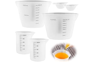 LOBVABA Pack of 6 Measuring Cups Made of Silicone, 250/500 ml/100 ml/10 ml Measuring Cups, Epoxy Resin Mixing Cups, for DIY Crafts, Epoxy Resin Casting Moulds, Jewellery Making, Kitchen, Laboratory