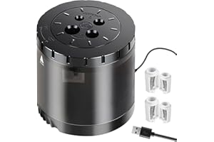 ARPDJK PRO Taille-crayon Électrique Usb Et Batterie 4 Trous Réglables Pour Crayons De 6 À 12 Mm, 4 Lames De Rechange Taille Crayon Automatique Grande Capacité, Noir