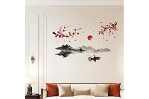 ANATTASOUL Pegatinas de Pared Pintura de Tinta China Vinilos Decorativos Adhesivos Pared Cocina Dormitorio Salón Comedor Baño(118x39cm)