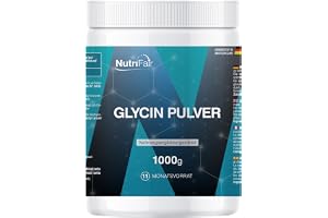 Glycinpulver 1 kg – Aminosyra utan tillsatser – Hög dosering – 100% veganskt – Tysk tillverkning och laboratorietestat – NutriFair