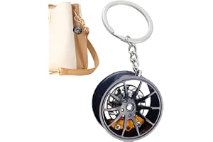 Wheel Hub Car Keychain, Creative Tire Rim Keychain, Automotive Part Model Keyring, Unique Car Accessories, Key Fob Ring for Keys and Bags
