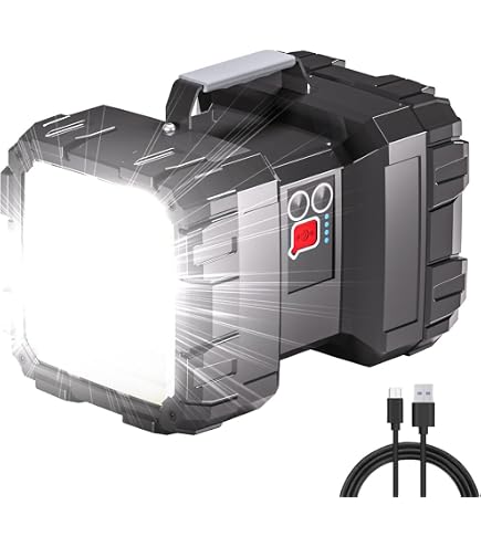 Power Plus Shark Torche Dynamo 1W LED – Étanche 10m, Recharge USB, Chargeur GSM Inclus, 3 Modes, 312g