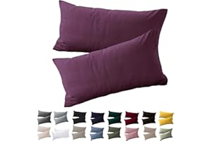 Soifox Poszewka na poduszkę 30 x 50 cm, 2 sztuki w zestawie, fioletowa, na poduszkę 30 x 50 cm, 100% odporna na działanie mikrofibry, hipoalergiczna poszewka na poduszkę z zamkiem błyskawicznym