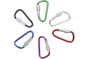 KISSTTA 6 sztuk wielokolorowych karabińczyków, małe breloczki do kluczy, karabińczyk w kształcie litery D, klamra do wspinaczki, mini karabińczyk, breloczek do kluczy, na kemping, podróż, do plecaka, smyczy