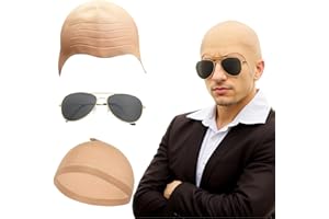 MUNSKT 3 gorras de látex con 1 gorro de peluca y 1 par de gafas de sol, sombrero de cosplay, accesorio para Halloween, niños y adultos