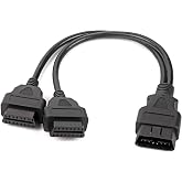 JFIND Y-Kablo obd OBD2 Uzatma Kablosu, Araba 16 Pin OBD2 OBDII Erkek - &Ccedil;ift Dişi Y-Splitter Adapt&ouml;r Uzatma Kablosu OBD-II Teş