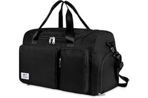 WT WISDOM TOGETHER WT Borsone da Viaggio Pieghevole con Scomparto Scarpe, da Palestra Sportiva per Donna e Uomo, Grande Borsa Fitness, Allenamento, Nuoto, Fine Settimana (Nero)