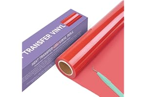 Zwanzer Heat Transfer Vinyl - 12" x 18FT HTV Vinyl Roll, Red Iron-on Vinyl for Cricut & Silhouette Cameo T-Shirts Clothing, Easy to Cut & Weed (Red)
