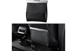 BASENOR 2025 2026 Tesla Model Y 2017-2025 Tesla Model 3 Rubbish Bin LED Light Cybertruck Garbage Bin Leather Garbage Bag with Magnetic Waterproof Seat Back Dustbin 2025 2026 Tesla Accessories