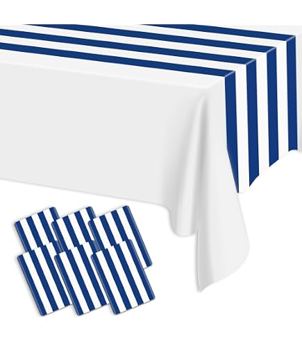 Tischläufer Blau-weiß Gestreift – 6 Stück, Kunststoff, Einweg, 35x275 Cm, Für Ozean-Mottopartys