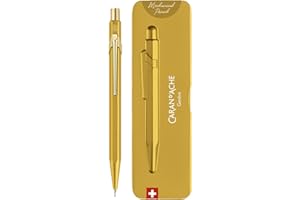 Caran d'Ache 844 - Portaminas de 0,7 mm, barra dorada en estuche delgado