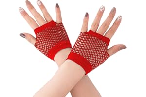 HD Novelty Fingerless Fishnet Gloves for Women & Girls | Stretchy Black Mesh 80s Retro Vintage Gloves | Dance, Disco, Diva Costume Party Accessories