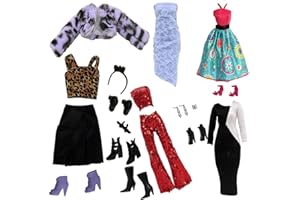 LANCE HOME Ropa para 29cm Muñeca, 5 Conjuntos Moda Abrigo de otoño Vestidos Pantalones Zapatos Sombrero Rompevientos para 29cm Muñecas Accesorios Bebé Regalos (E)