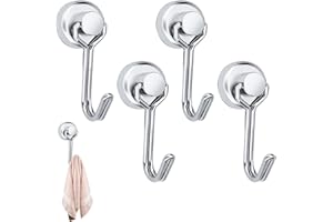Comioke Gancio Magnetico, Magnete con Ganci, 4 Pezzi Ganci Magnetici, Potente Magnete Gancio, Argento