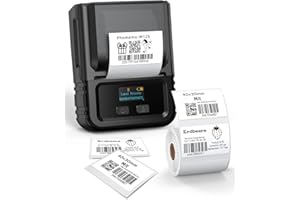 Phomemo M120 Imprimante Etiquette Thermique Bluetooth sans Fil pour Vente au détail, Code QR, Petites Entreprises, Imprimante Thermique Etiquette Compatible avec Smartphone et PC, Noir