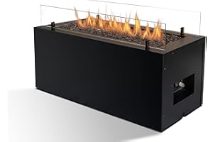 Planika Rio - Chimenea de Gas para Exteriores - Salida de Calor de 7-10 kW - Chimenea Rectangular de propano Negro - Calentador de Patio y jardín (Chimenea)