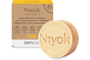 Niyok® Shampooing Solide 2-en-1 "Vitamina" (80g) • Soin Capillaire Vegan & Naturel • Après-Shampooing Inclus • 100% Cosmétique Naturel • Sans Plastique