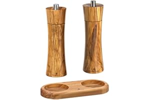 Zassenhaus - Molinillo de Sal y Pimienta con Soporte para molinillos (Madera de Olivo)