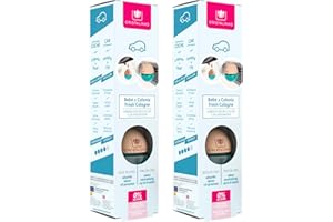 CRISTALINAS | Pack 2 Ambientador Esfera para Coche| Aroma Bebé y Colonia| 100% Puro | Absorbe los Malos Olores de tu vehículo | Larga Duración 8 Semanas | 6 ml | 0% Alcohol
