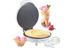 CUCINAPRO Waffle Cone and Bowl Maker- Homemade Ice Cream Wafflecones in Minutes - Includes Roller and Bowl Press- Great Gift
