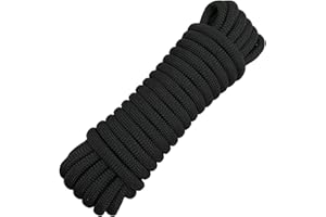 HAIY 10mm Rope, Multipurpose Rope, Durable Outdoor Indoor Cord for Cargo Bundling, Camping, Hiking, Boating, Fishing, DIY Crafts, and Home Projects (Black, 10m)