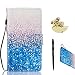 Produktbild Honor 5C Hülle, Honor 5C Schutzhülle Leder Hülle, Alfort 3 in 1 Flip Wallet Fashion Design Dual Use Falten Premium PU Leder Tasche Case Cover Folio Mappen Kasten Abdeckung für Huawei Honor 5C 5.2" Smartphone Funktion Unterstützte Telefone mit Blau Kies ( Farbe ) + Netter Staub Stecker + Alfort Schwarz Stylus Pen