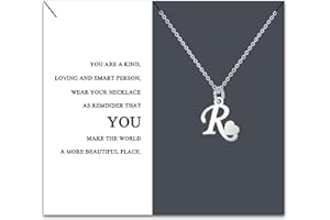 HEYEJET Collier Femme Charm Bijoux avec Lettre A-Z Acier Inoxydable, Chaîne Fine Initiale Cadeaux de Motivation pour Elle Fille Cadeau pour Amitié Famille avec Carte Cadeau