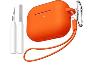 Ouwegaga Cover per AirPods Pro 3 Case 2025 - Antiurto Silicone Protettiva custodia compatibile con Apple AirPods Pro 3ª Generazione, Dotata di kit di Pulizia, Moschettone & Cordino - Arancione
