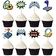 Game Cake Toppers,8 pcs Game Themed Cake Decorations Gaming Cupcake Topper Happy Birthday Cupcake Topper,for Boys Girls Kids Baby Shower Party Supplies