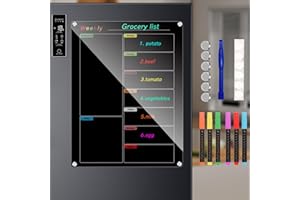 CAINDA Calendario magnetico acrilico per frigorifero, 30x40cm/12x16inch nero Frigorifero Calenda, Pianificatore Settimanale