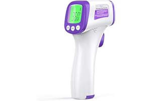 Termometro Digital Frente, KKmier Termómetro de Frente sin Contacto con Pantalla LCD y ℃ y ℉ Conmutable, Alarma de Fiebre, Te