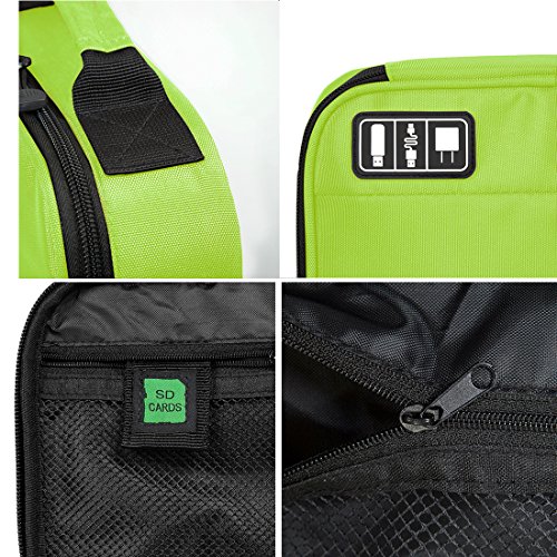 BAGSMART Tragbare Festplattentasche Elektronik Organizer für USB Kabel Akku Speicherkarten Grün - 6
