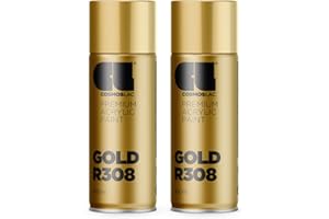CL COSMOS LAC COSMOS LAC Sprühlack Sprühdose - 400ml - Sprühfarbe für den DIY-Bereich, geeignet für alle Oberflächen - Lackspray (2, Gold)