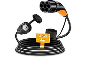 GUWIEYG Câble Type2 vers Schuko, Max 16A 250V, Adaptateur IEC 62196 vers connecteur de chargeur Schuko, Type 2 vers prise européenne pour motos électriques E-Bikes 4m