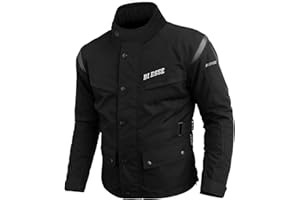 BI ESSE - Giacca moto uomo in cordura, giubbotto in Tessuto impermeabile, antipioggia, Fodera termica rimovibile, con Protezioni