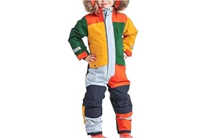 Elsa Keith Schneeanzug Kinder Unisex Skioverall Fleece Wasserdicht Schneeoverall mit Kapuze Skianzug Winddicht Winter Daunenjacke Verdickt Atmungsaktiv Skihose Warmes Outdoor Winteranzug