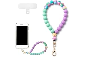 AzureRay Colgante para Movil, Pulsera Ajustable con Perlas y Llavero, Cadena & Correa de Mano Universal, Accesorios para Todos Teléfonos