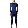 LAPASA Men's Midweight Thermal Underwear Set, Fleece Lined Base Layer Top and Bottom Long Sleeve Warm Long Johns M57, Navy Blue, L