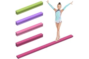 mytueetp Poutre d'équilibre de Gymnastique, Barre de Gymnastique Pliante Rose Flanelle 2,1 m/220 lbs en Faux suède pour Les Sports d'entraînement de Gymnastique à Domicile
