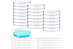 XULEGGNK 60mm Kunststoff Petrischale, Labor kulturschale, Sterile Bakterien-Petrischalen mit Deckel, Labor Zellgewebe Petrischalen, mit 3ML Pipette Dropper, für Laborkultur Bakterienhefe, 20 Stück