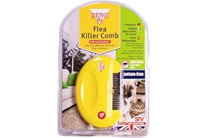 ZERO IN Dicoal Peine de Púas Antipulgas - Funciona con 2 Pilas Alcalinas AAA - con Indicador LED - Leve Descarga para Eliminar Pulgas y Garrapatas - No Daña a Las Mascotas - Repelente de Pulgas